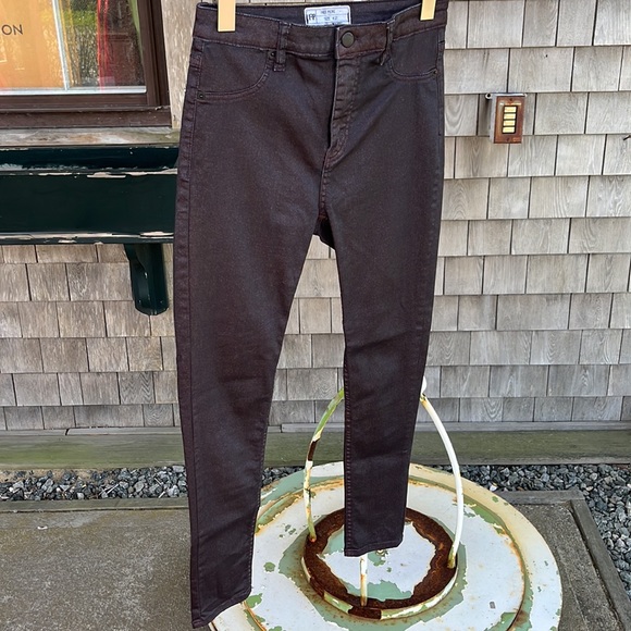 Free People sparkly tiny glitter dark purple skinny stretch jeans 27 - Picture 3 of 4